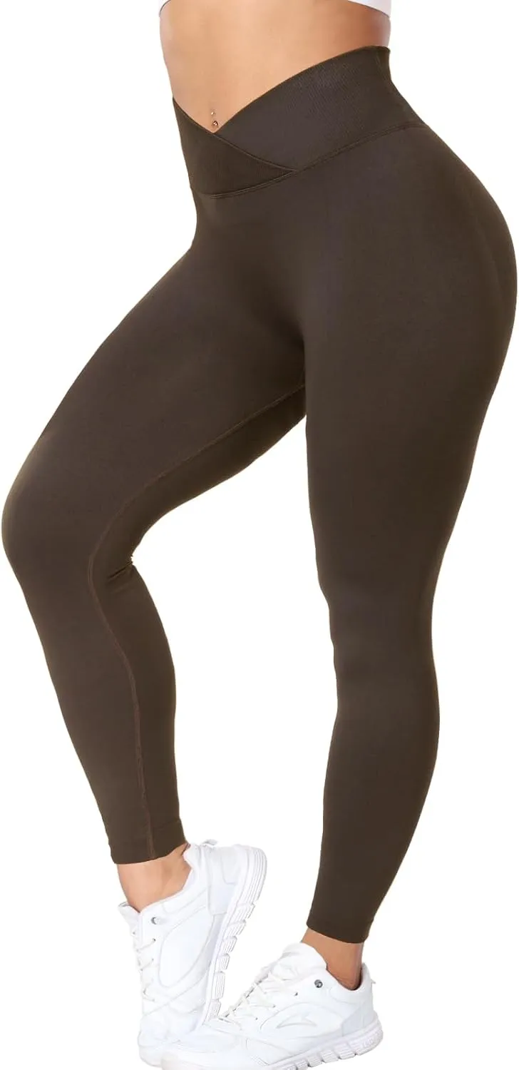 V Waist Scrunch Butt Lifting Leggings for Women Seamless Workout Gym Leggings High Waist Tummy Control Yoga Pants