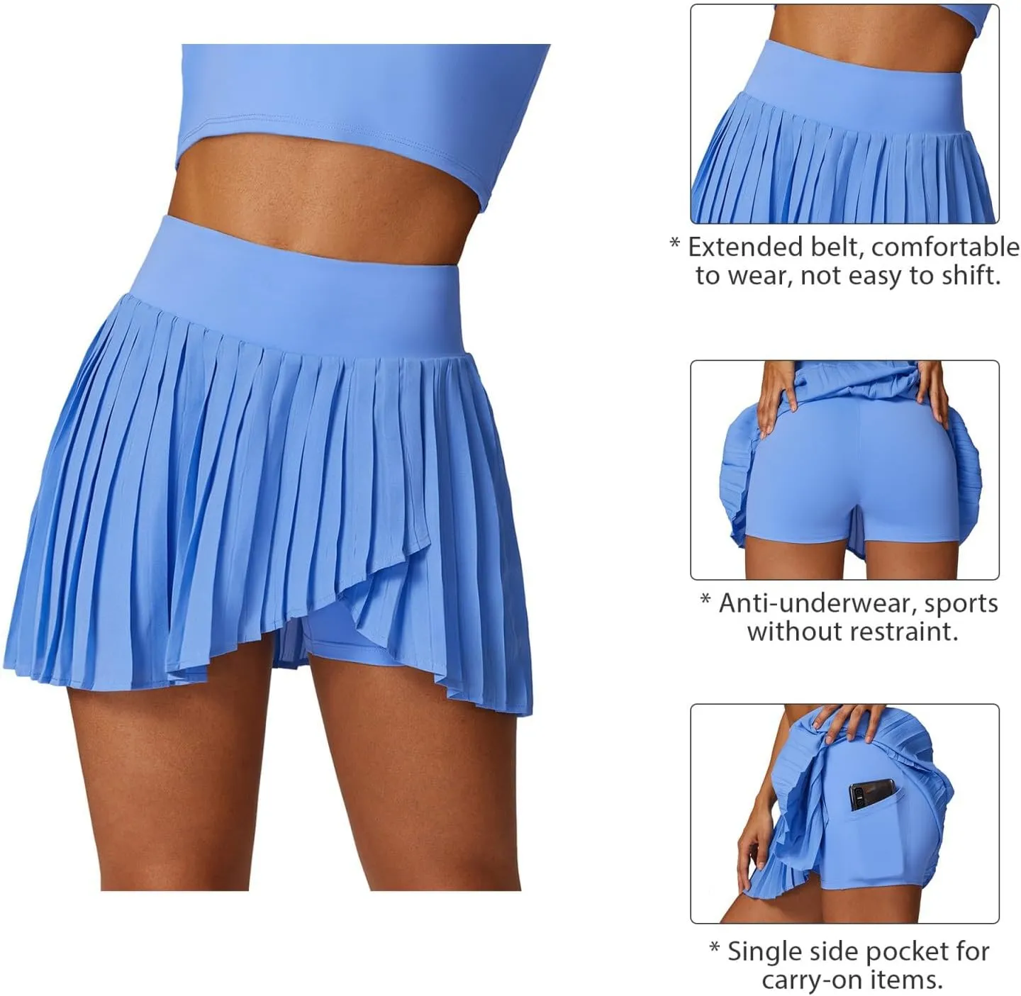 Valcatch Women Pleated Tennis Skirt with Pockets Shorts Youths Girls High Waisted Athletic Golf Skorts Workout Sports Skirts