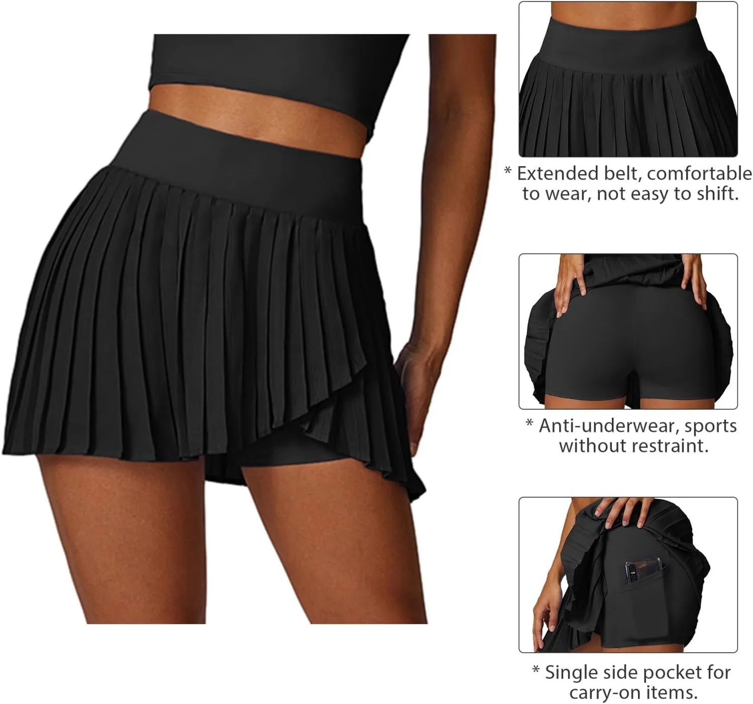 Valcatch Women Pleated Tennis Skirt with Pockets Shorts Youths Girls High Waisted Athletic Golf Skorts Workout Sports Skirts