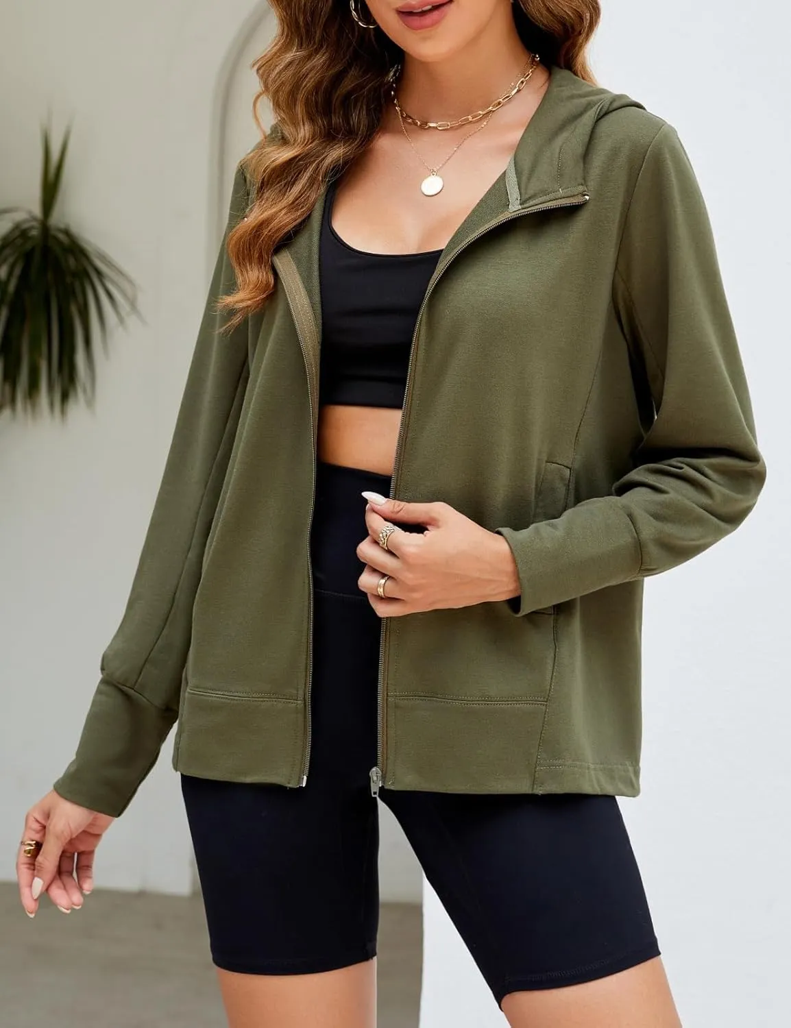 VIMPUNEC Zip Up Hoodies for Women Fall Trendy Sweatshirts Comfy Lightweight Jacket with Pockets