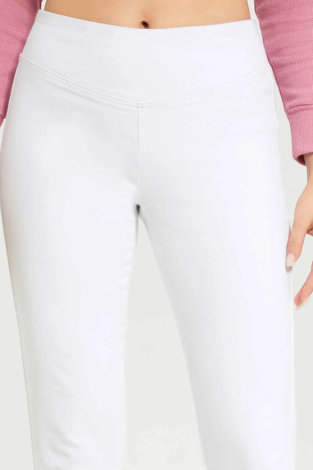White  Skinny Mid Waist Jeans
