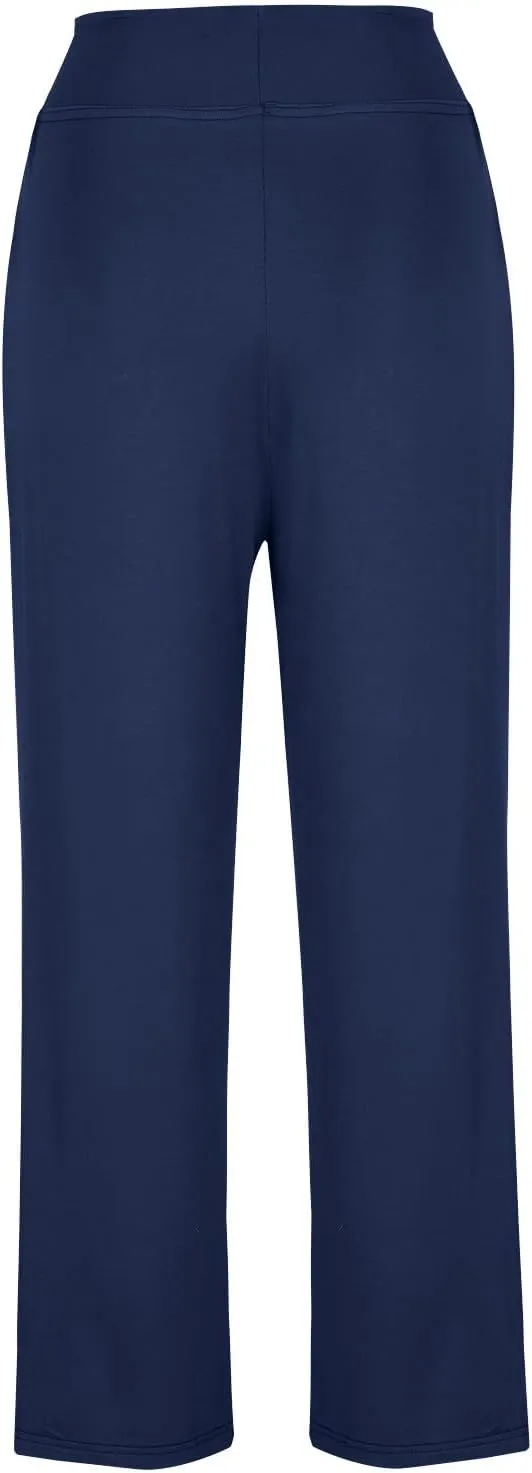 Women High Waist Yoga Trousers Solid Color Wide Leg Drawstring Casual Leggings Trendy Going Out Workout Yoga Pants