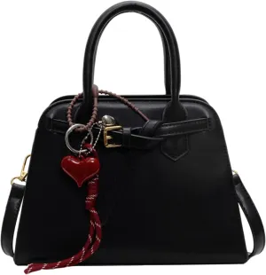 Women Satchel Style Handbag PU Tote Bag Heart Pendant Crossbody Shoulder Bag Large Commute Wedding 2025 Rivet Bottom Purse