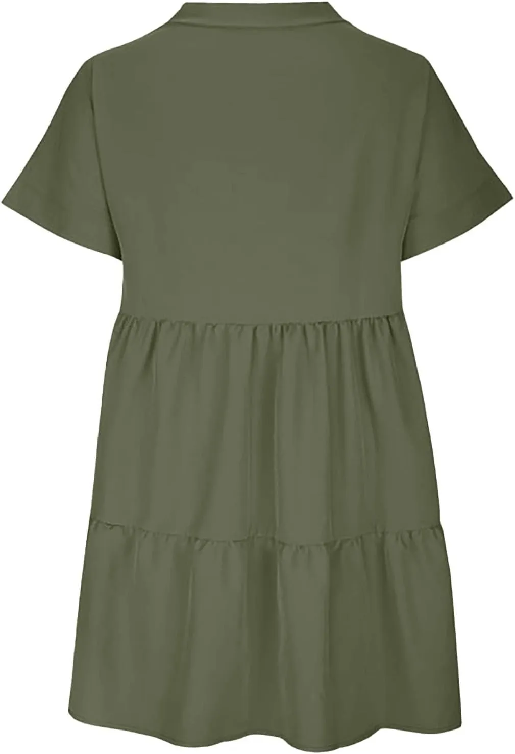 Women V Neck Babydoll Dresses 2025 Summer Short Rolled Sleeve Ruffle Swing Shift Flowy Loose Casual Summer Mini Dress