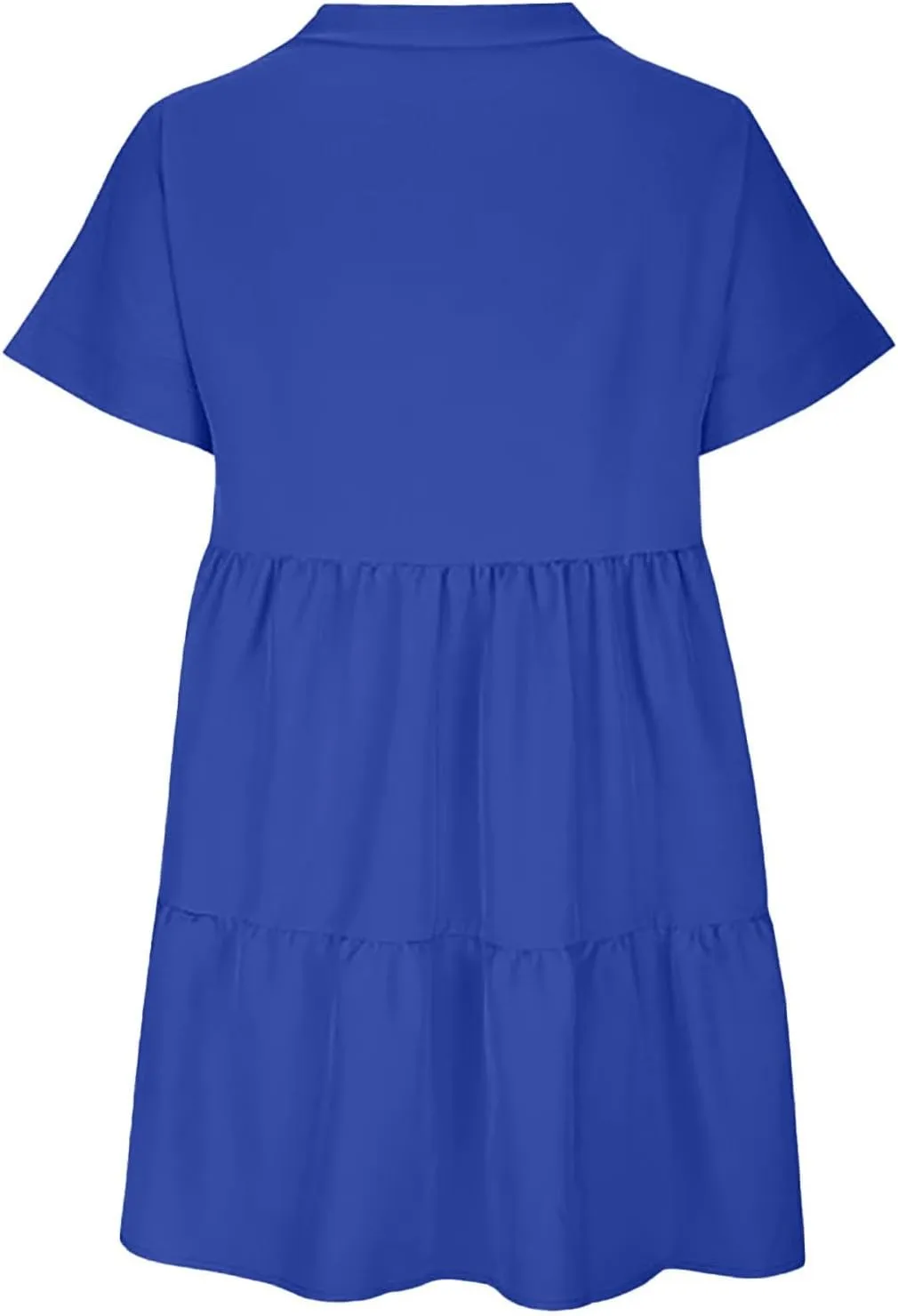 Women V Neck Babydoll Dresses 2025 Summer Short Rolled Sleeve Ruffle Swing Shift Flowy Loose Casual Summer Mini Dress