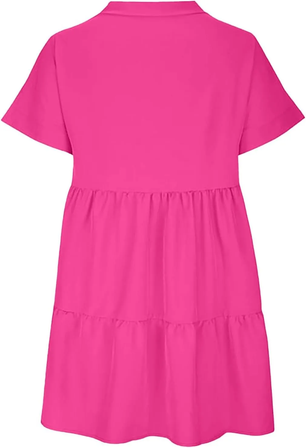 Women V Neck Babydoll Dresses 2025 Summer Short Rolled Sleeve Ruffle Swing Shift Flowy Loose Casual Summer Mini Dress