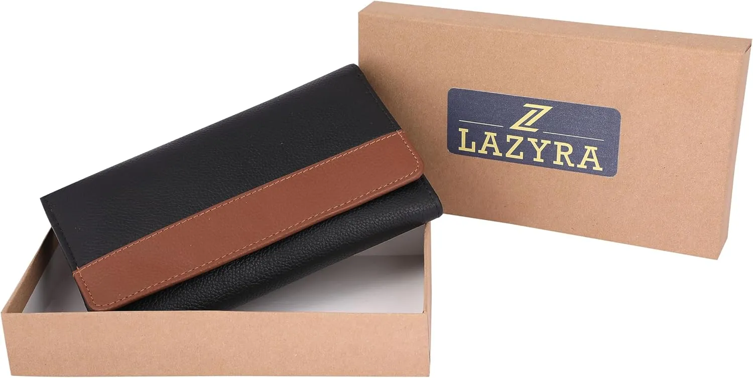 Women Wallet Leather Card Holder Trifold Clutch Purse with RFID Blocking