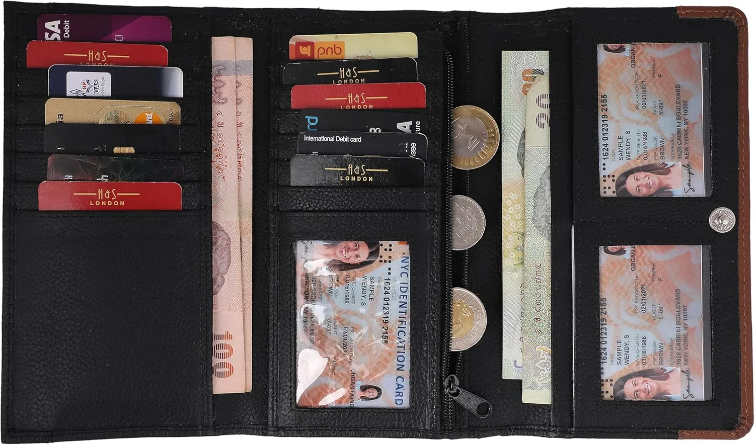 Women Wallet Leather Card Holder Trifold Clutch Purse with RFID Blocking