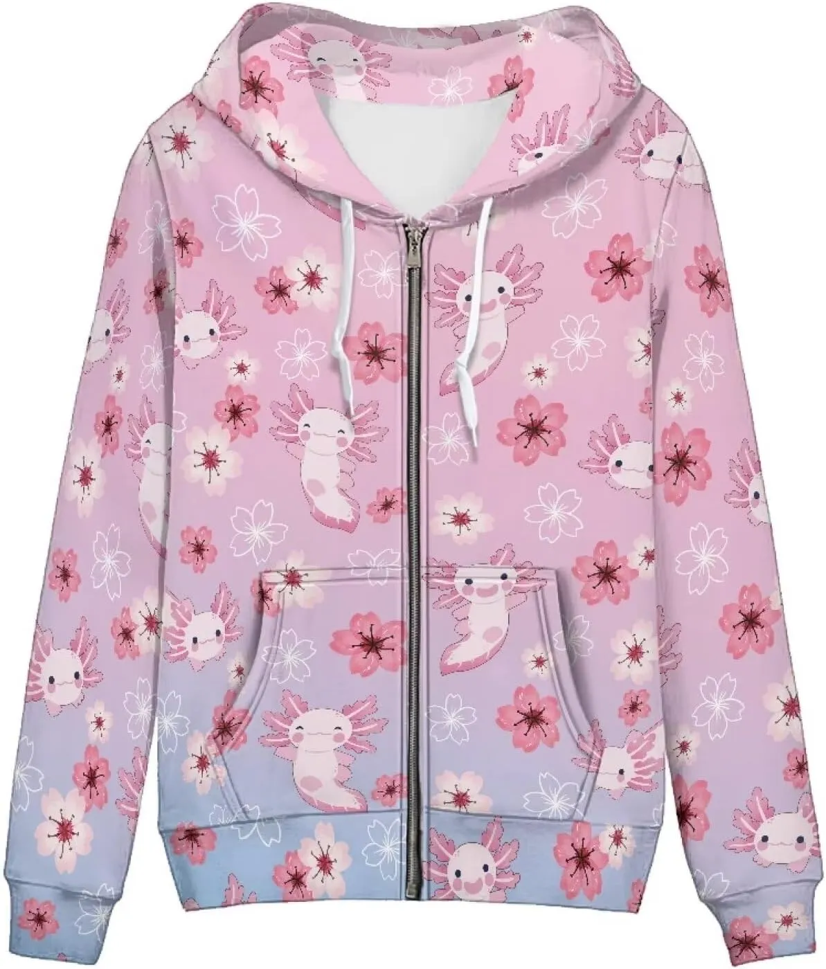 Women Zip Up Hoodies Casual Oversized Long Sleeve Jacket Loose Drawstring Sweatshirt with Pockets