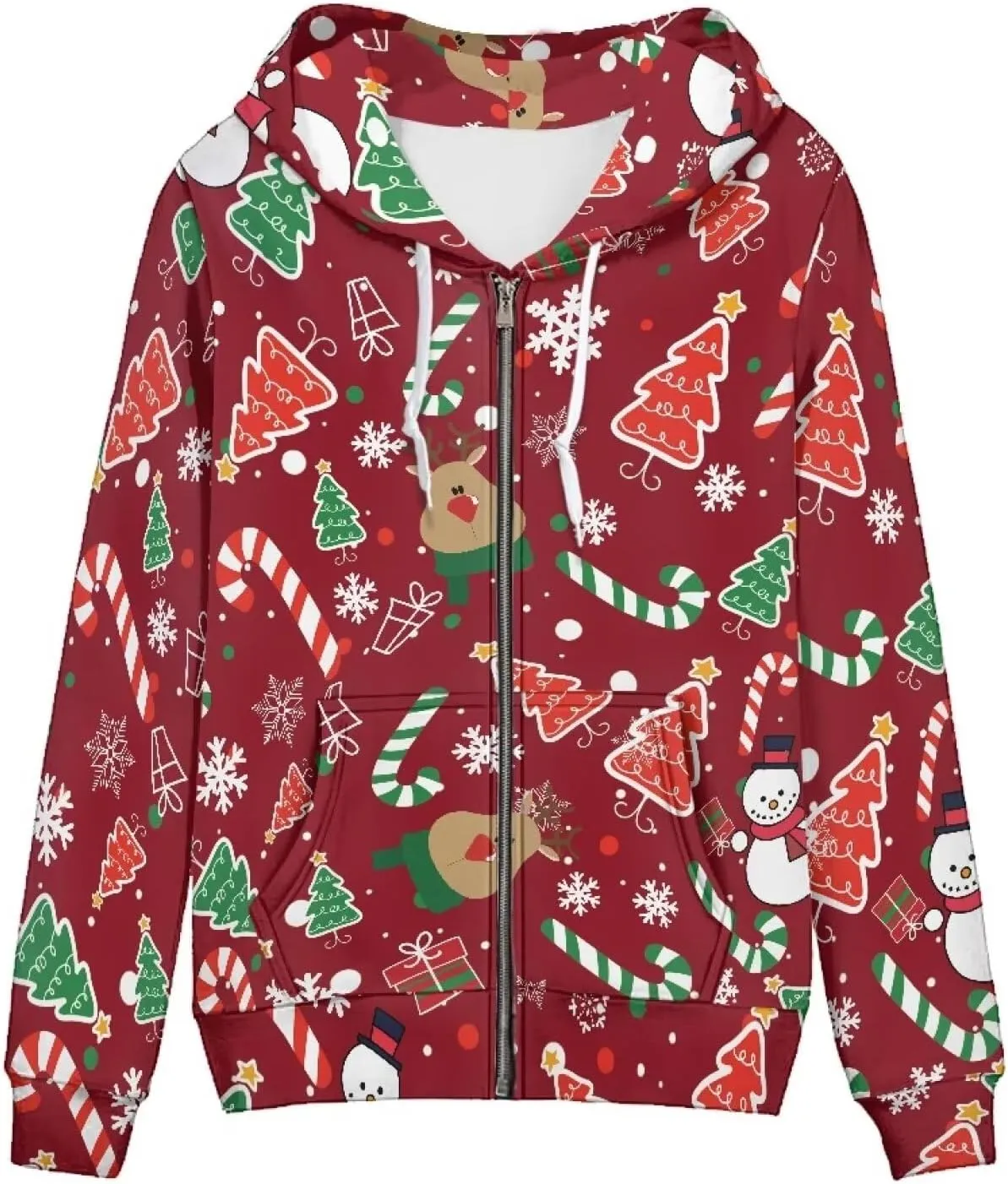 Women Zip Up Hoodies Casual Oversized Long Sleeve Jacket Loose Drawstring Sweatshirt with Pockets