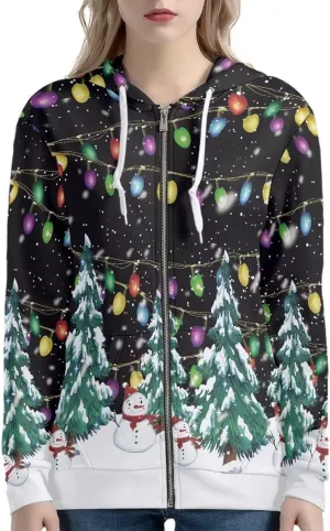Women Zip Up Hoodies Casual Oversized Long Sleeve Jacket Loose Drawstring Sweatshirt with Pockets
