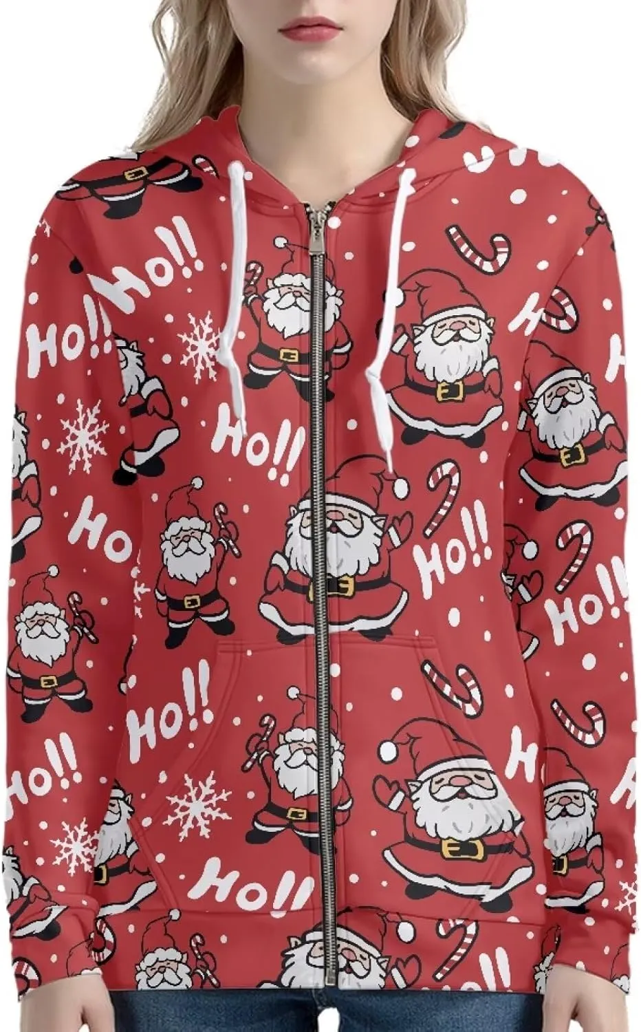 Women Zip Up Hoodies Casual Oversized Long Sleeve Jacket Loose Drawstring Sweatshirt with Pockets