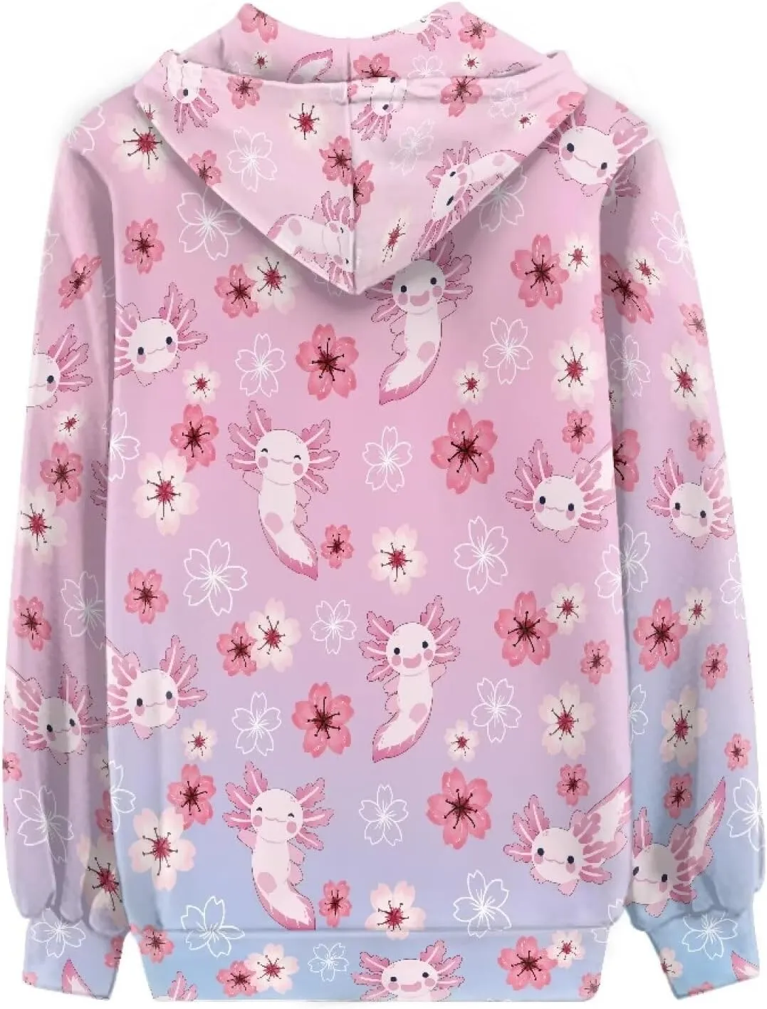 Women Zip Up Hoodies Casual Oversized Long Sleeve Jacket Loose Drawstring Sweatshirt with Pockets