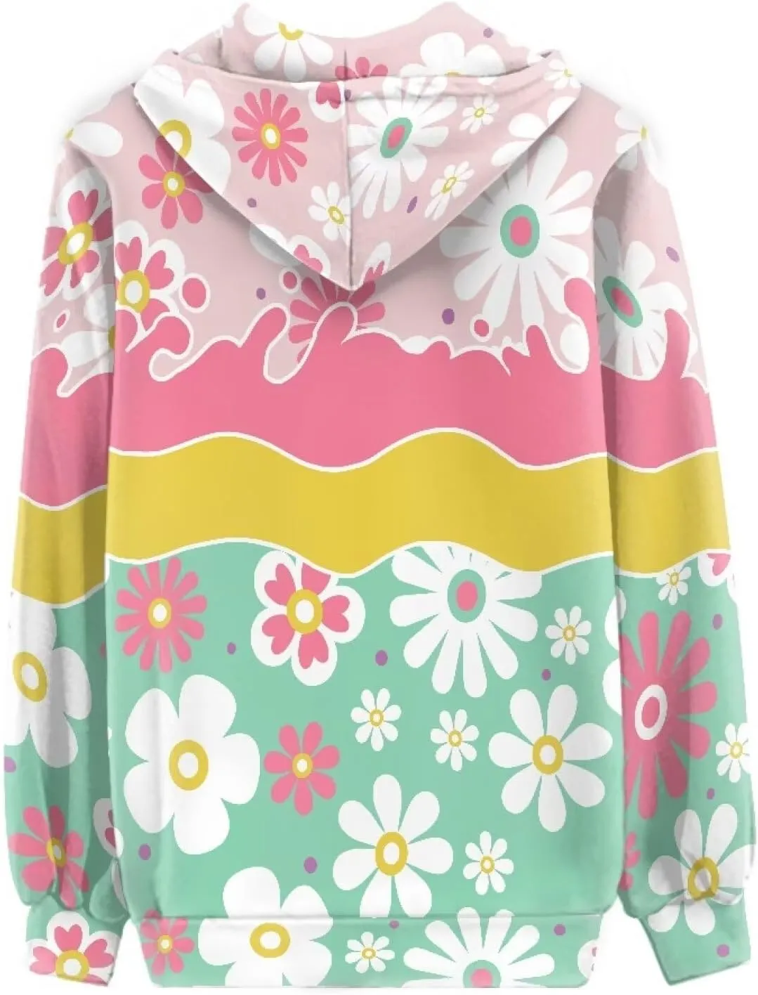 Women Zip Up Hoodies Casual Oversized Long Sleeve Jacket Loose Drawstring Sweatshirt with Pockets