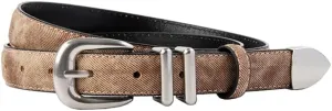 Womens Belts for Jeans Dresses Ladies Leather Waist Belt with Silver Buckle