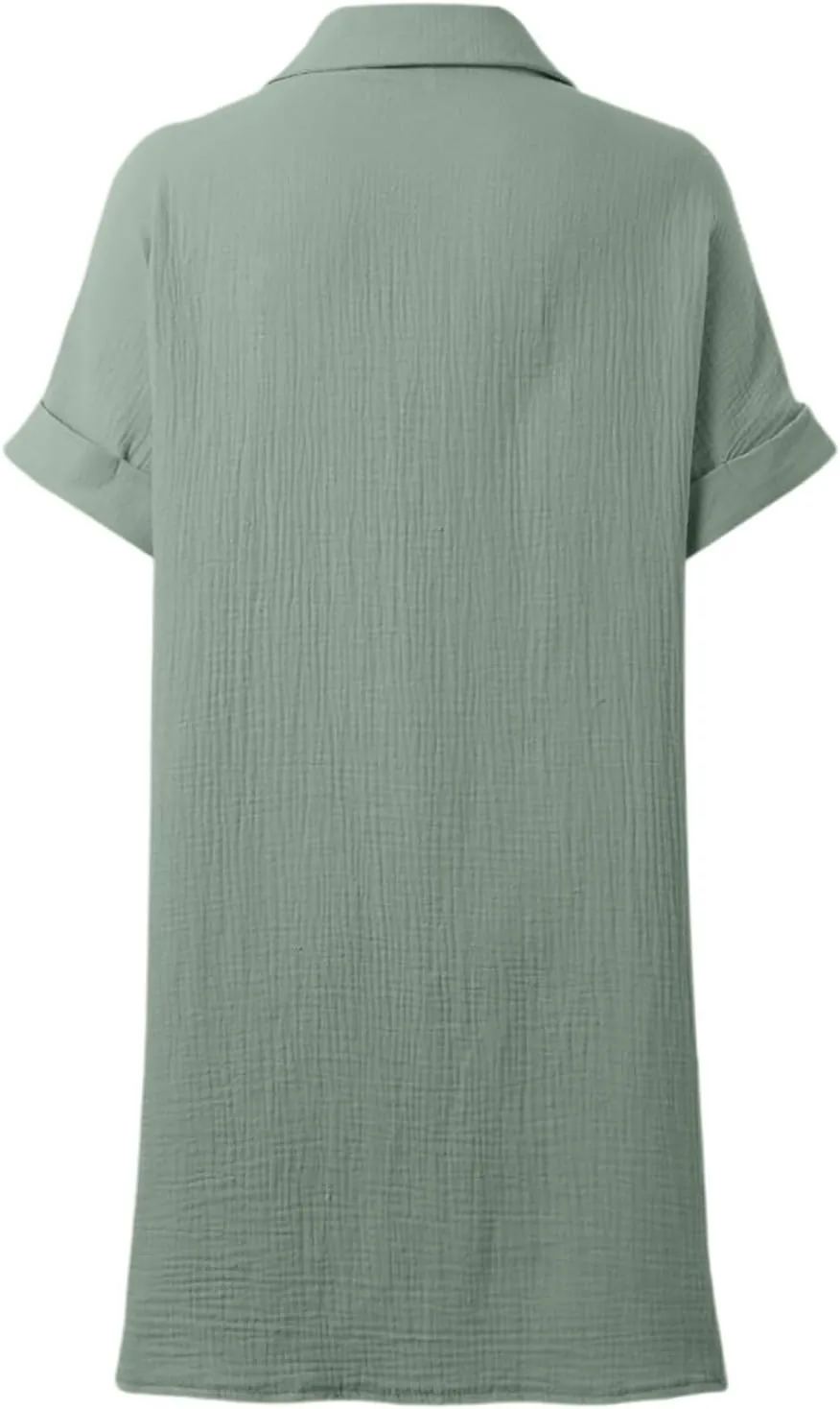 Womens Button Down Shirt Dress Summer Shorts Sleeve Cotton Linen Casual Midi Dress V-Neck Loose Tunic Dresses