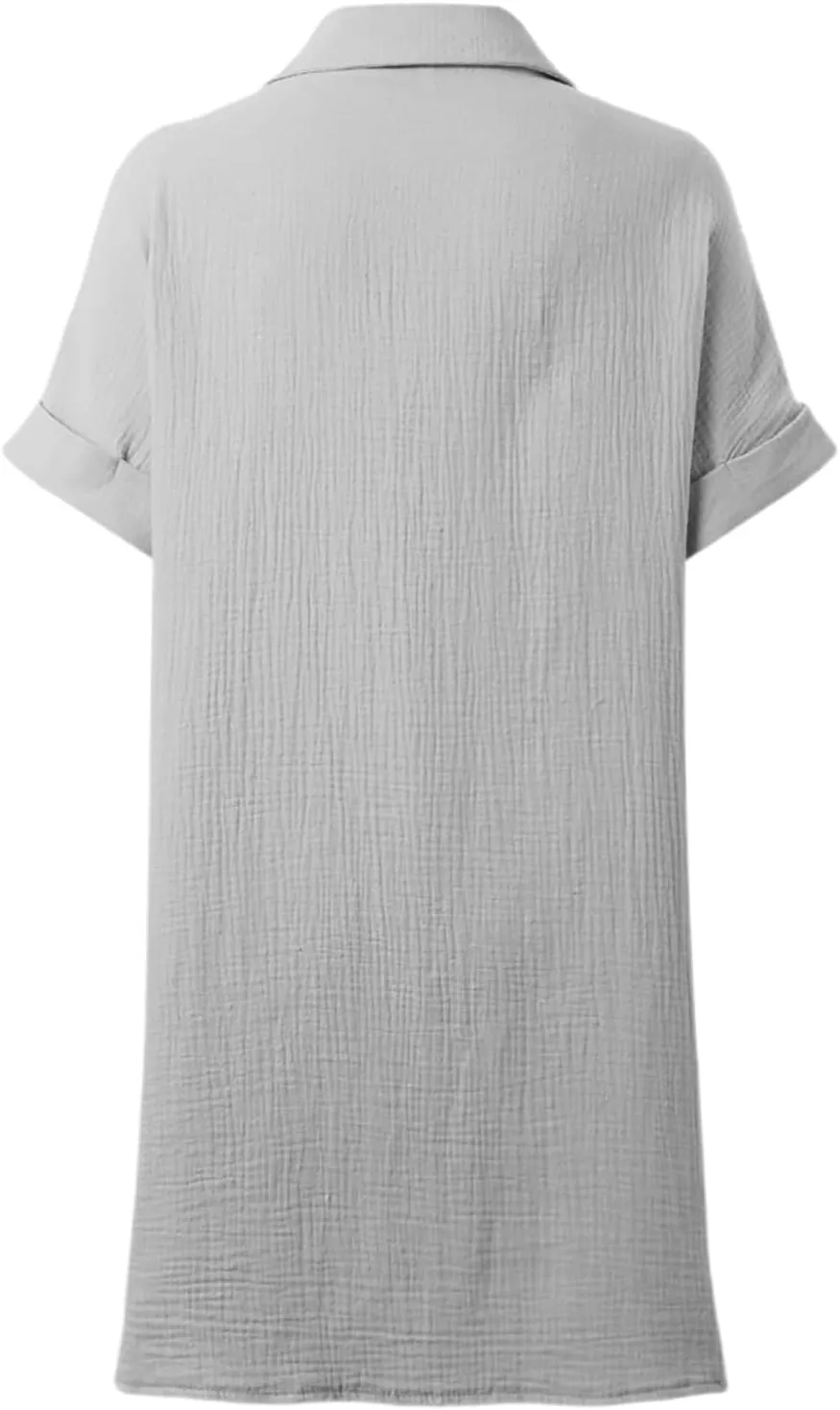 Womens Button Down Shirt Dress Summer Shorts Sleeve Cotton Linen Casual Midi Dress V-Neck Loose Tunic Dresses
