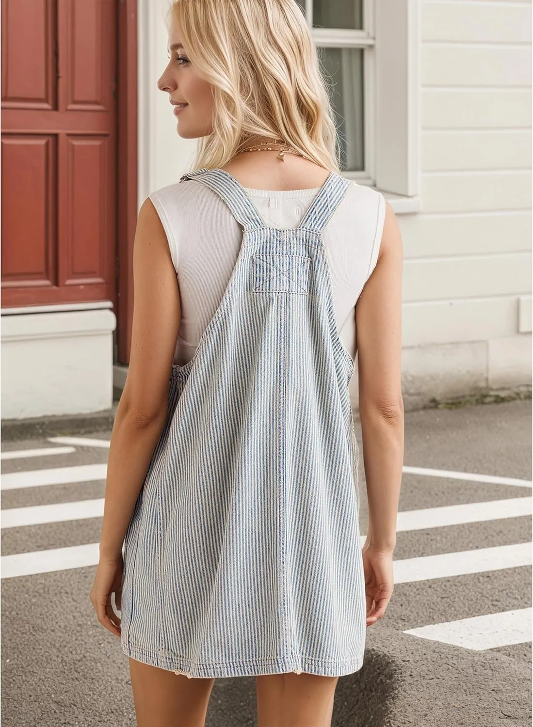 Womens Denim Overalls Dress Casual Summer Jeans Adjustable Strap Short Rompers with Pockets