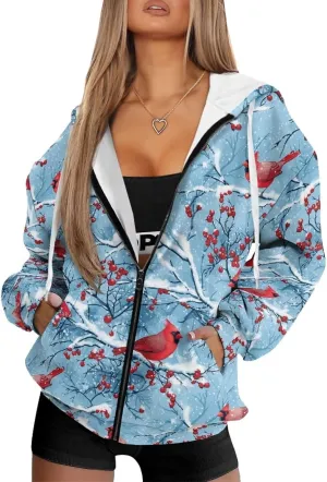 Women's Drawstring Zip Up Hoodies Plus Size Casual Sweatshirts with Pocket Workout Yoga Jacket