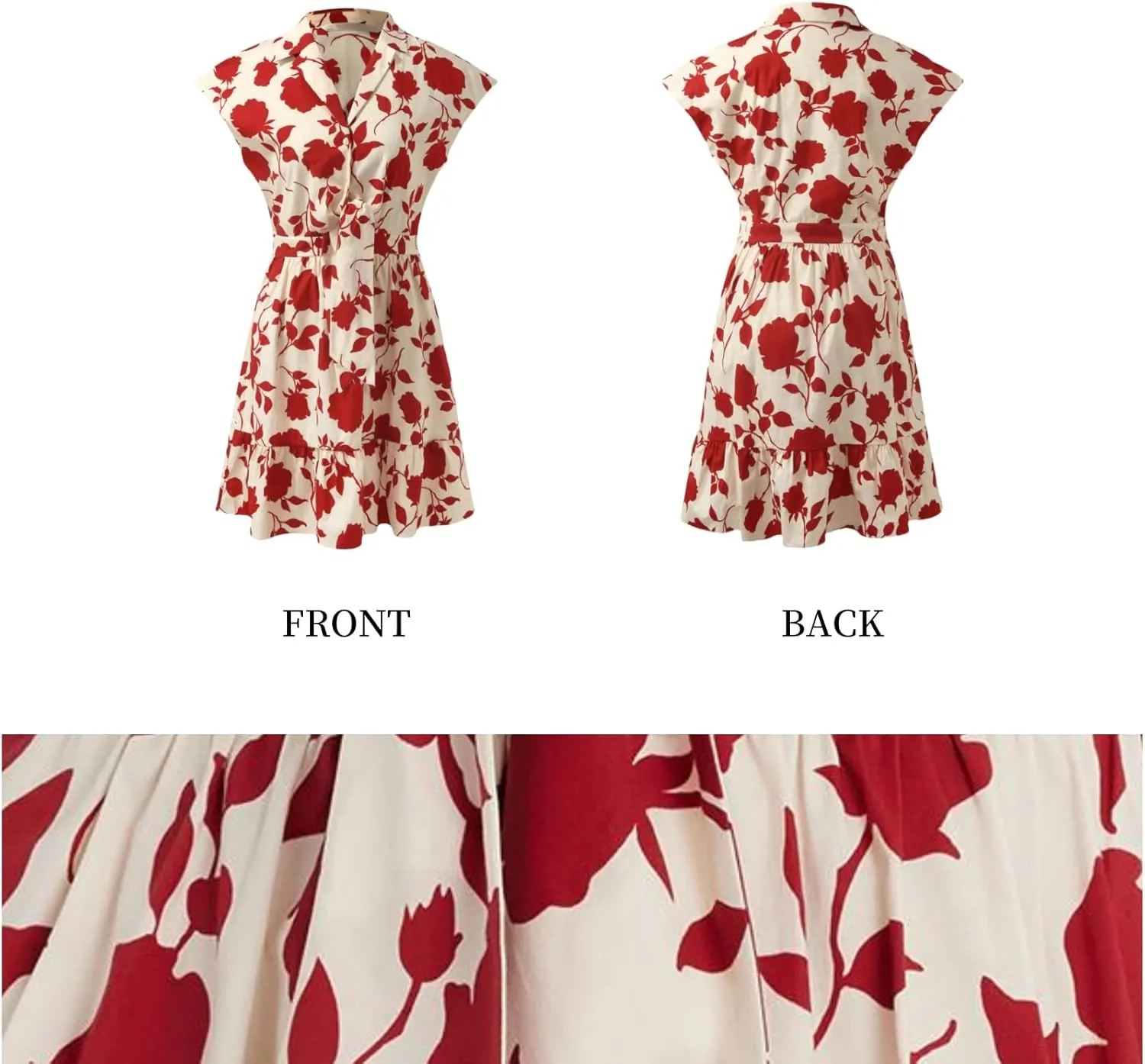 Womens Dresses Casual A Line Mini Bussiness Work Summer Trendy Dresses for Women with Ruffles and Pearl Buttons