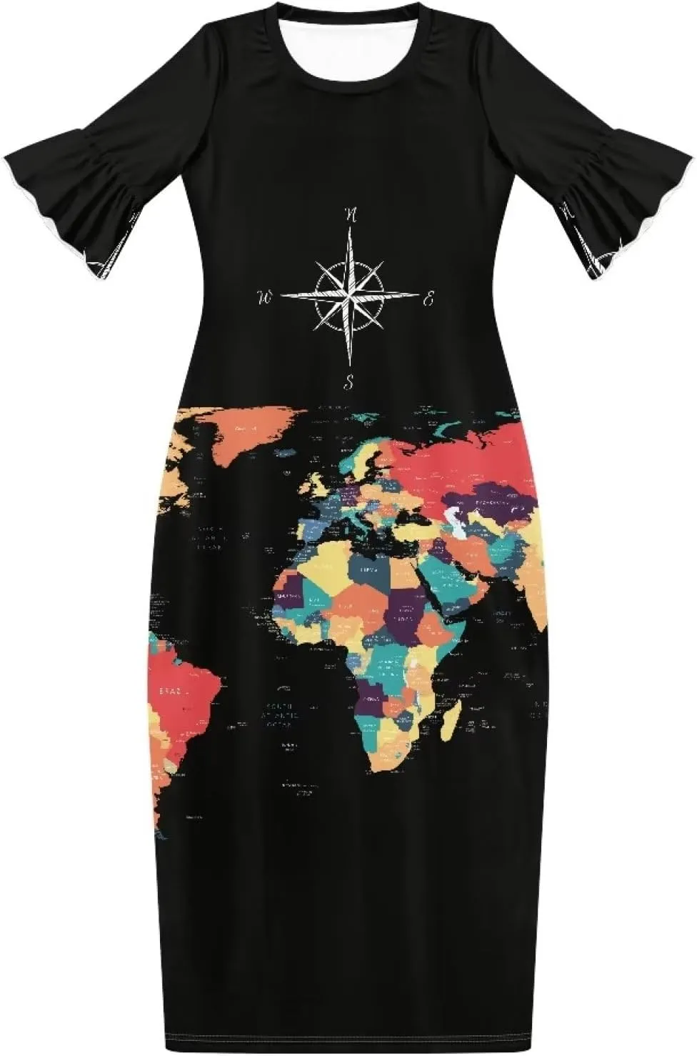 Womens Long Dresses with Half Sleev Plus Size Fall Summer Crewneck Dress for Party Wedding