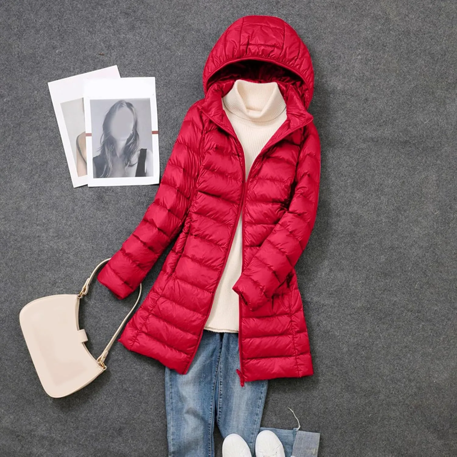 Women's Long Winter Puffer Coat Warm Packable Maxi Down Jacket Removable Hood Parka Winter Coat