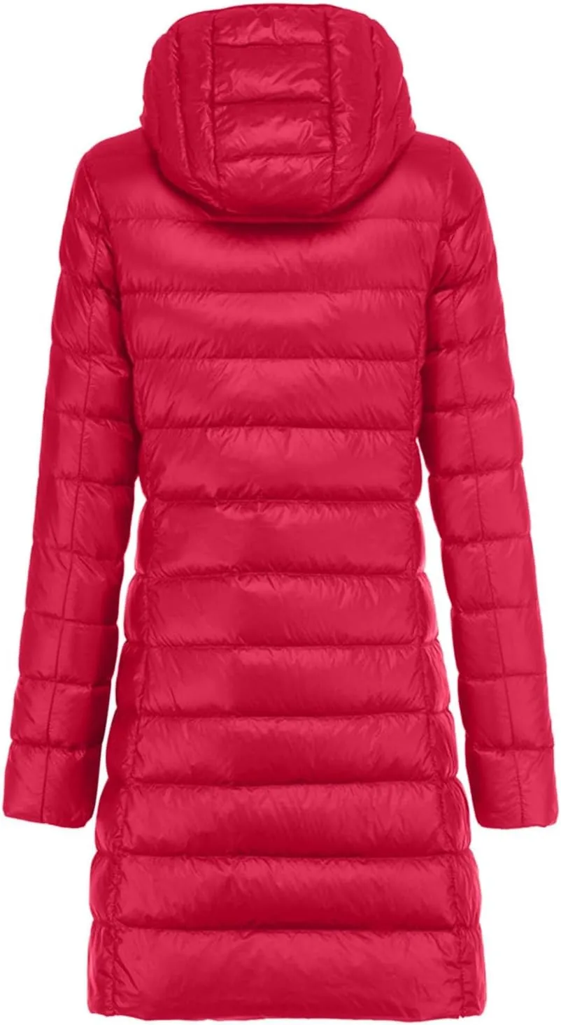 Women's Long Winter Puffer Coat Warm Packable Maxi Down Jacket Removable Hood Parka Winter Coat
