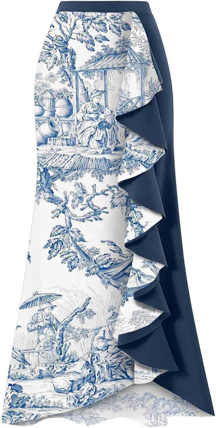 Womens One Piece Swimsuits Tummy Control Bikini Set with Wrap Sarong Skirt Retro Floral Sexy Bathing Suits Beach Swim Suit