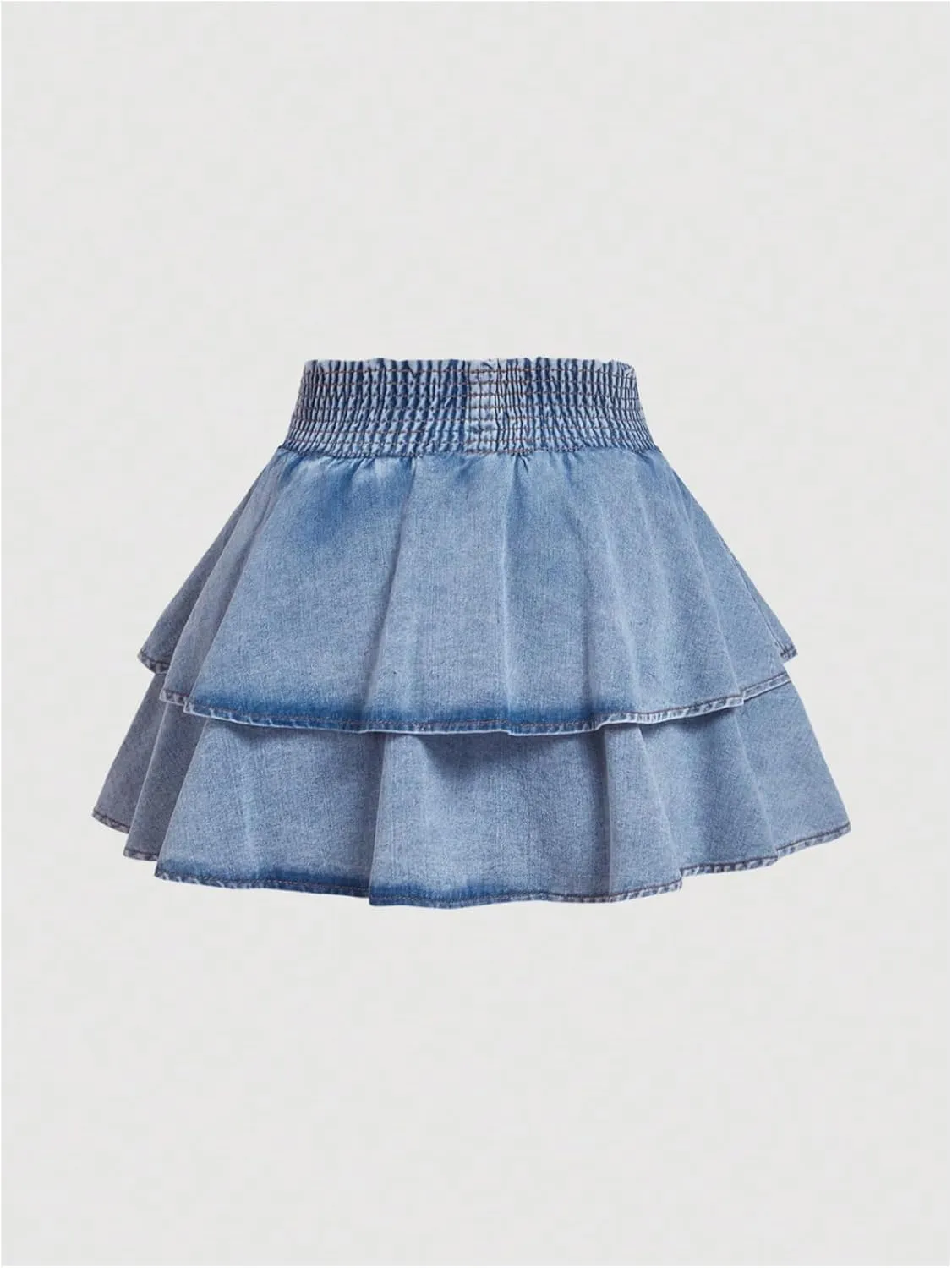 Women's Plus Size Denim Mini Skirt Y2k Bow Tie Knot Ruffle Tiered Short Jean Skirts