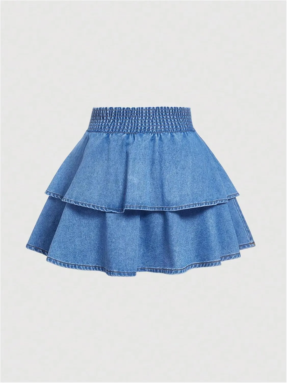 Women's Plus Size Denim Mini Skirt Y2k Bow Tie Knot Ruffle Tiered Short Jean Skirts