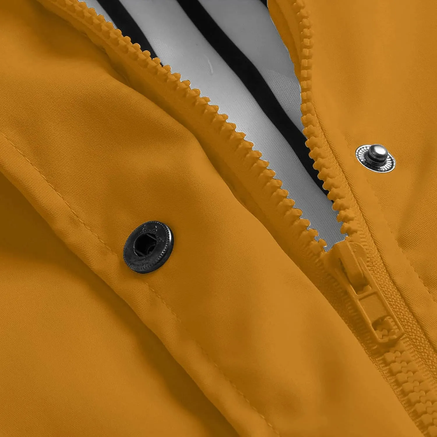 Womens Rain Jacket with Hood Plus Size Waterproof Raincoats Drawstring Lightweight Active Zip Up Hoodie with Pocket
