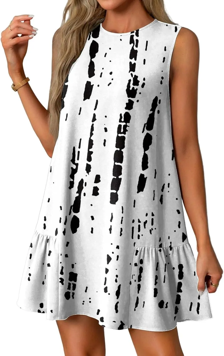 Women's Ruffle Hem Sleeveless Tank Dress Womens Sundress Summer Dresses for Women 2025 Spring Beach Boho Mini Dress