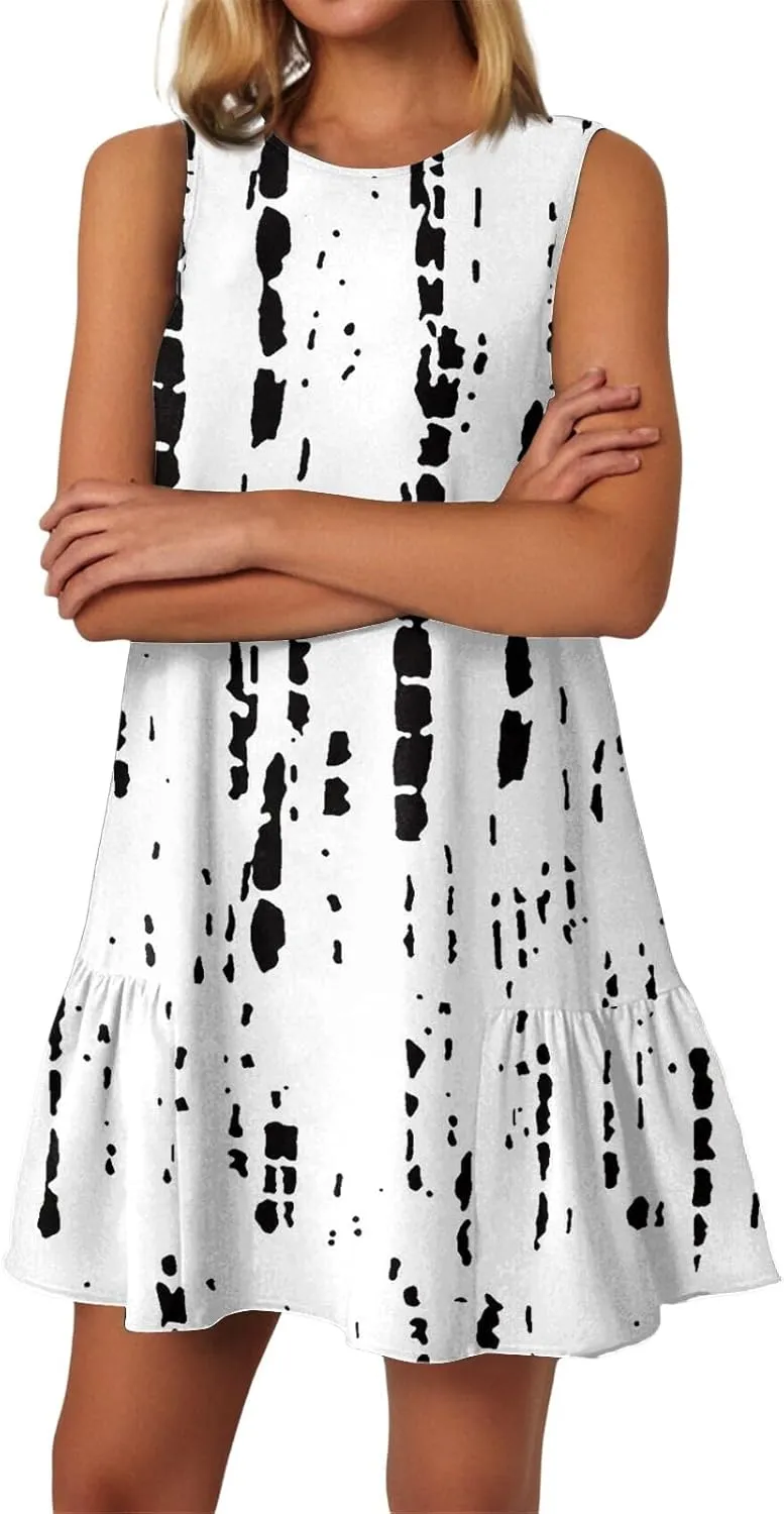 Women's Ruffle Hem Sleeveless Tank Dress Womens Sundress Summer Dresses for Women 2025 Spring Beach Boho Mini Dress
