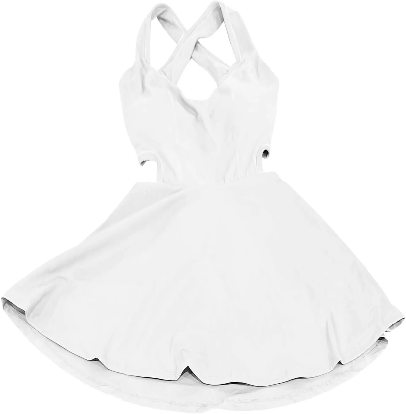 Womens Tennis Skirt Women Sleeveless U Neck Straped Athletic Workout Yoga Dress Onesies Hollow Out Outdoor Golf Skort