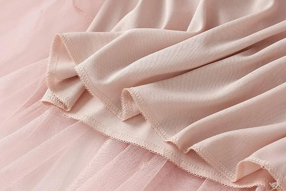 Women's Tulle Skirt Layered Pleated Tutu Skirt High Low Asymmetrical Midi Tea-Length Dress Girls Prom Party Skirt