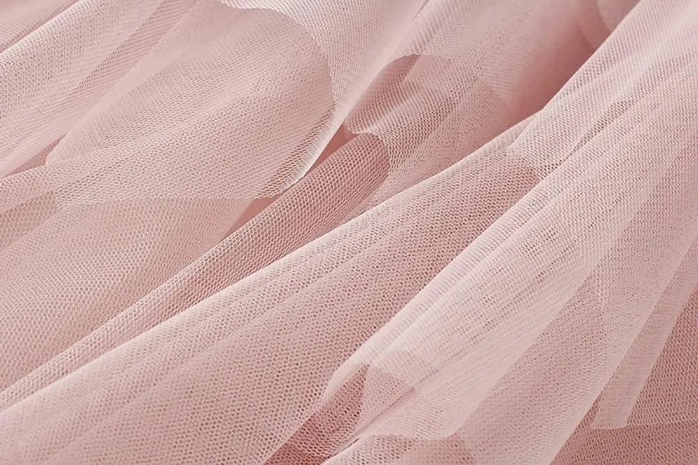 Women's Tulle Skirt Layered Pleated Tutu Skirt High Low Asymmetrical Midi Tea-Length Dress Girls Prom Party Skirt