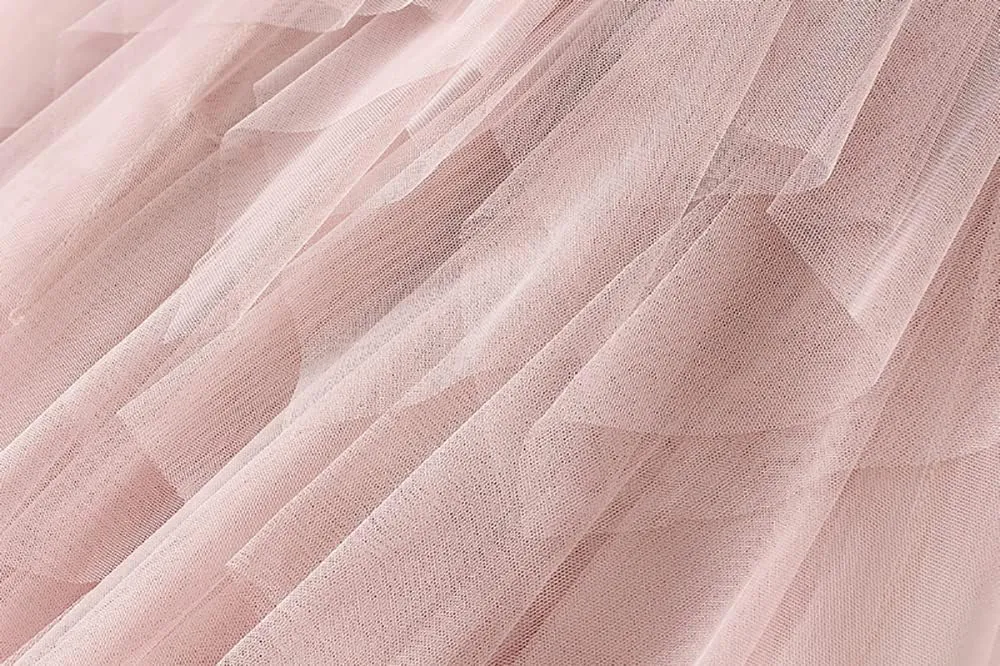 Women's Tulle Skirt Layered Pleated Tutu Skirt High Low Asymmetrical Midi Tea-Length Dress Girls Prom Party Skirt