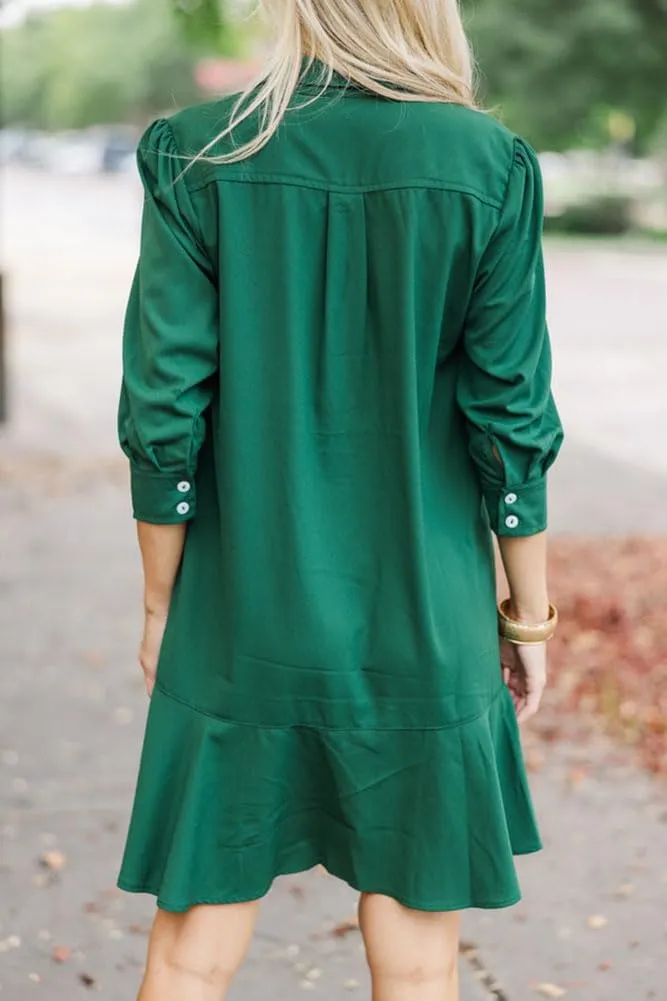 Womens Tunic Shirt Mini Dress Long Sleeve Cotton Short Dress Button Up Ruffle Hem Shift Dresses