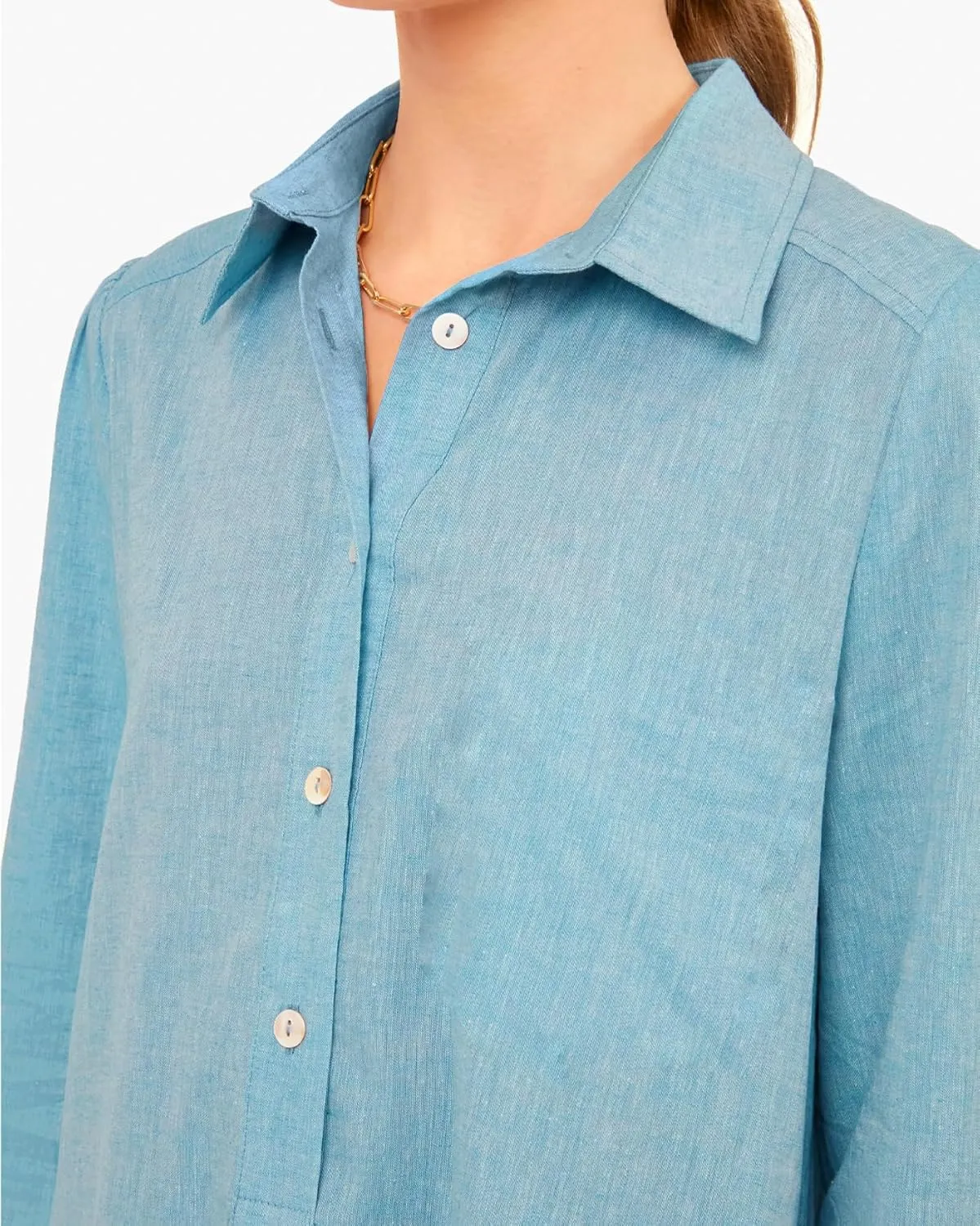 Womens Tunic Shirt Mini Dress Long Sleeve Cotton Short Dress Button Up Ruffle Hem Shift Dresses