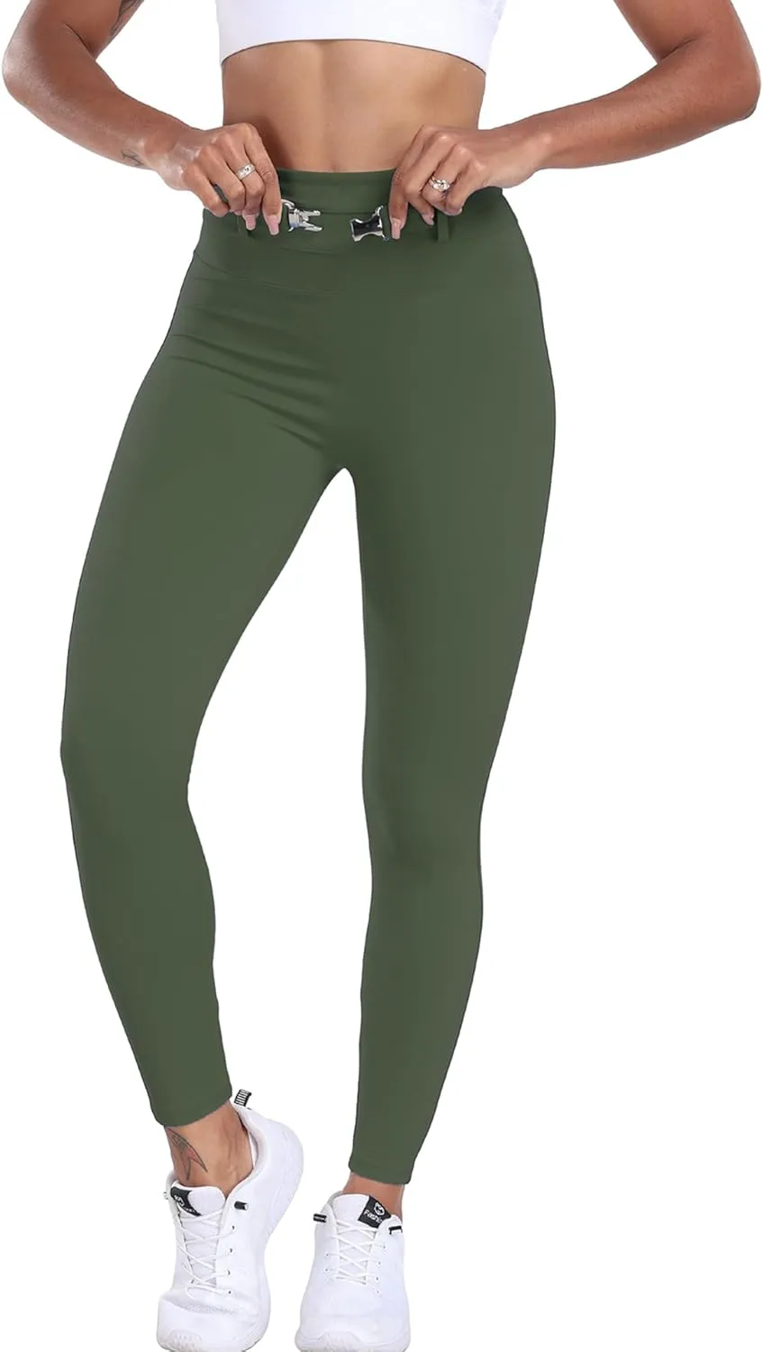 Womens Workout Leggings with Pockets Belt High Waist Butt Lifting Buttery Soft Gym Leggings Yoga Pants Tights