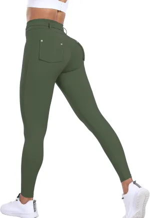 Womens Workout Leggings with Pockets Belt High Waist Butt Lifting Buttery Soft Gym Leggings Yoga Pants Tights