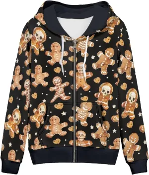 Women's Zip Up Hoodies Long Sleeve Hooded Sweatshirt Teen Girls Jacket Novelty Print Pullover