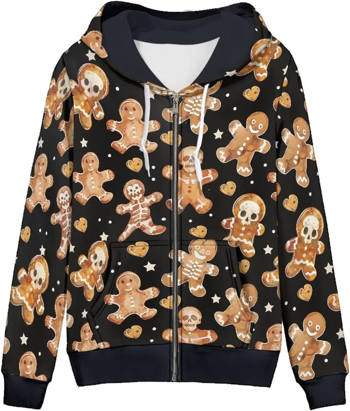 Women's Zip Up Hoodies Long Sleeve Hooded Sweatshirt Teen Girls Jacket Novelty Print Pullover
