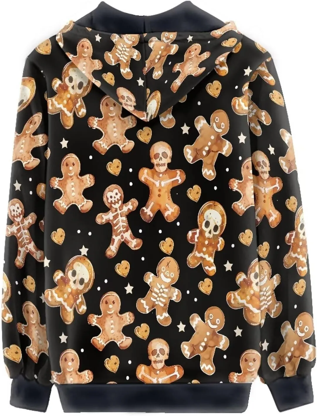 Women's Zip Up Hoodies Long Sleeve Hooded Sweatshirt Teen Girls Jacket Novelty Print Pullover