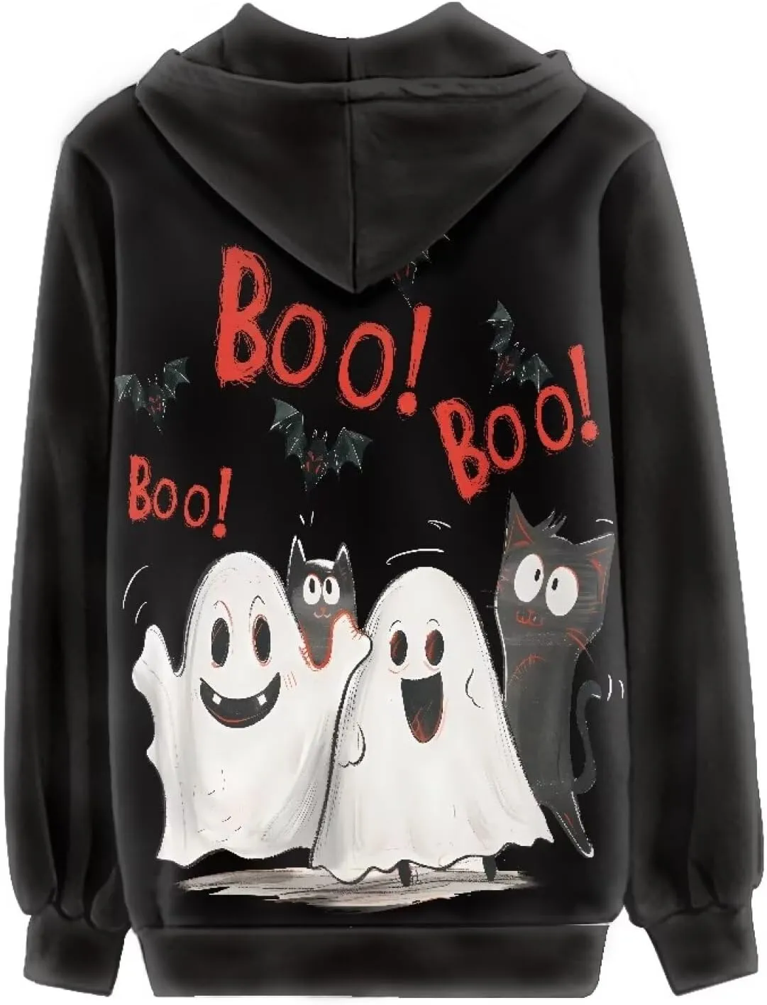 Women's Zip Up Hoodies Long Sleeve Hooded Sweatshirt Teen Girls Jacket Novelty Print Pullover