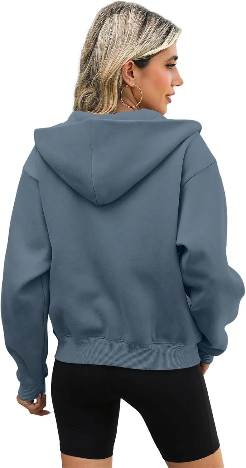 Womens Zip Up Hoodies Long Sleeve Sweatshirts Fleece Hooded Jacket Fall Outfits Clothes 2024