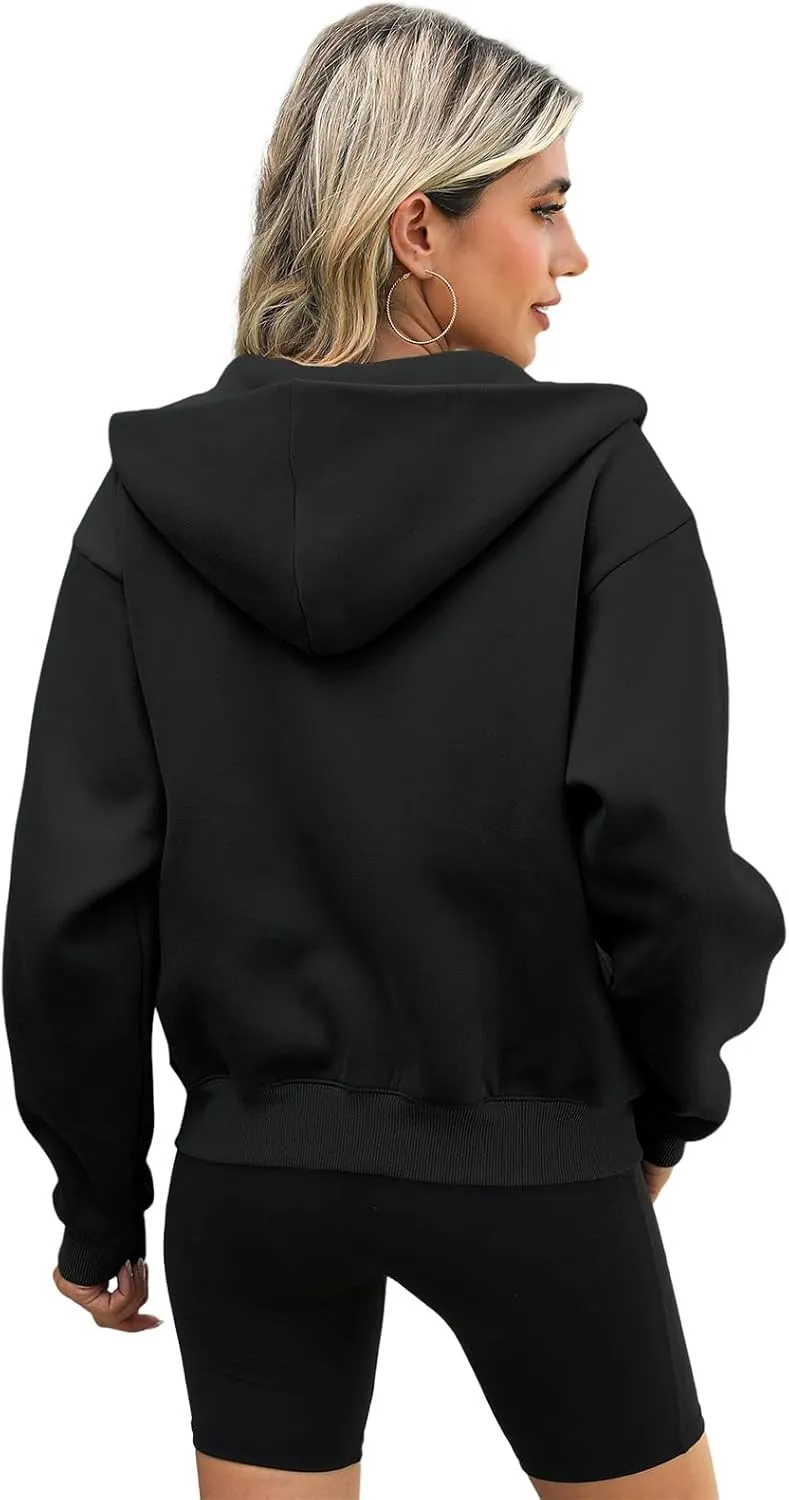 Womens Zip Up Hoodies Long Sleeve Sweatshirts Fleece Hooded Jacket Fall Outfits Clothes 2024