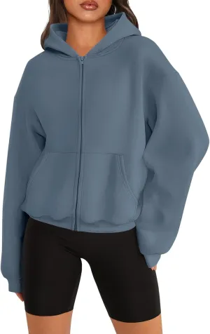 Womens Zip Up Hoodies Long Sleeve Sweatshirts Fleece Hooded Jacket Fall Outfits Clothes 2024