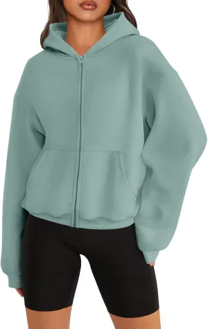 Womens Zip Up Hoodies Long Sleeve Sweatshirts Fleece Hooded Jacket Fall Outfits Clothes 2024