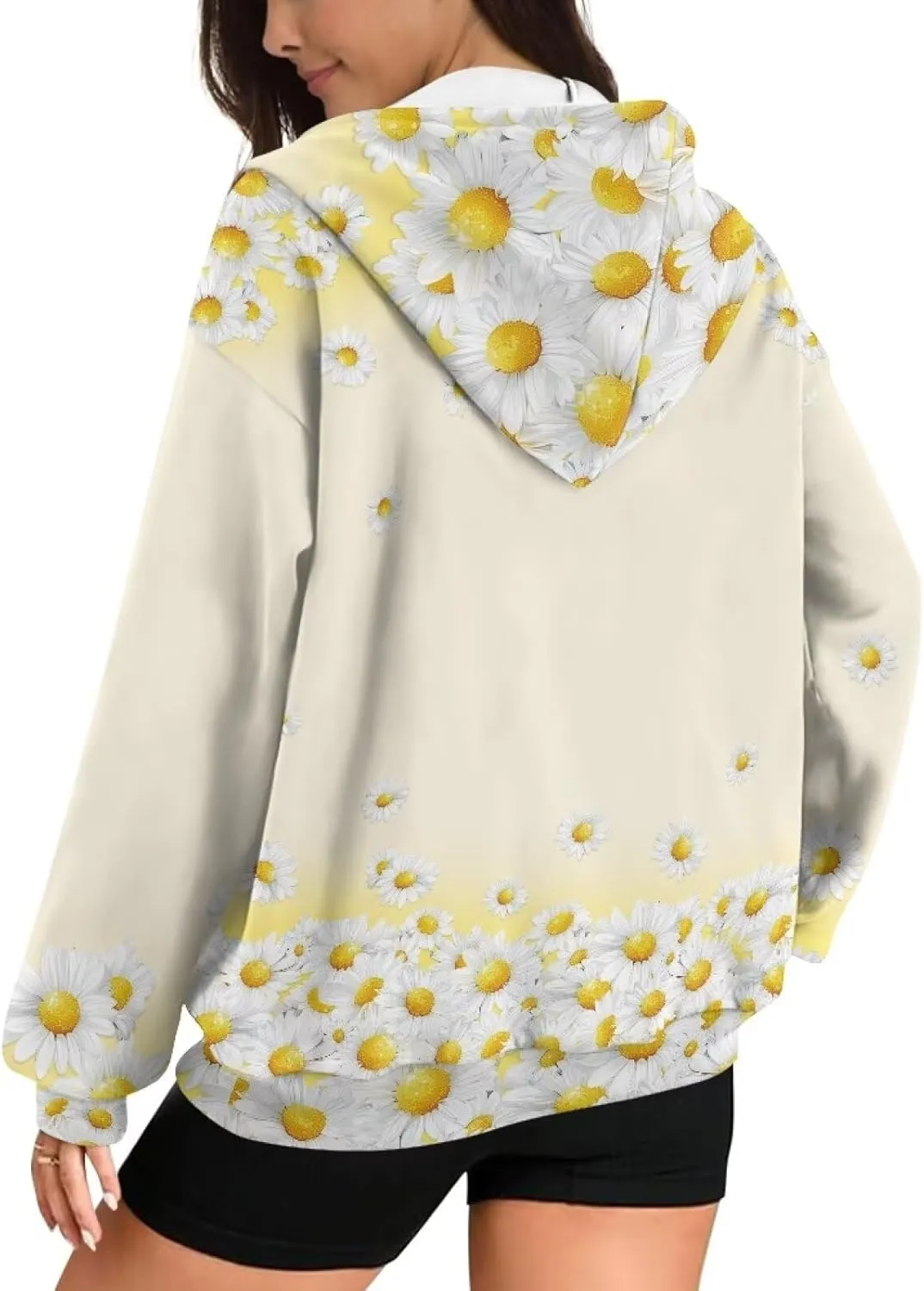 Womens Zip Up Hoodies Loose Sweatshirts, Long Sleeve Hooded Top Fashion Clothes with Pockets